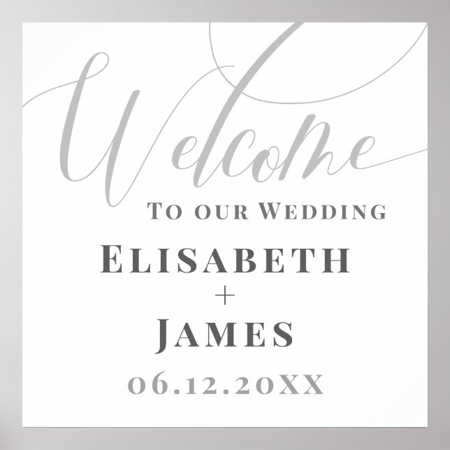 Poster Casamento de boas-vindas moderno com caligrafia mi (Frente)