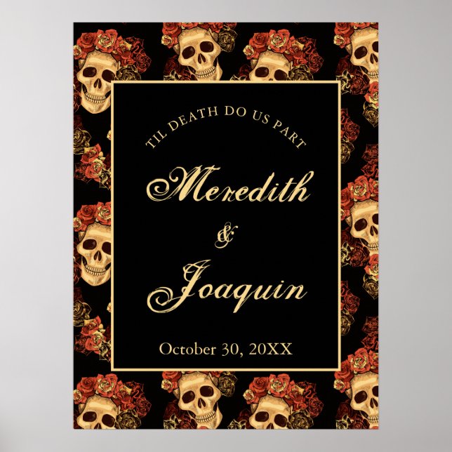 Poster Casamento de Boas-vindas Personalizado com Caveira (Frente)