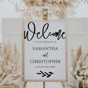 Poster Casamento de Boas-vindas preto e branco simples mo