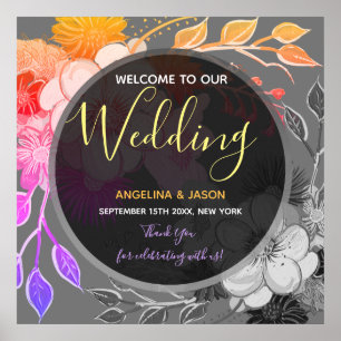Poster Casamento de Boas-Vindas Preto Moderno