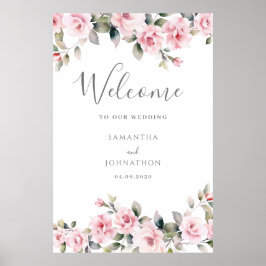 Poster Casamento de Boas-vindas Rosa Floral