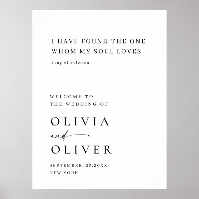Poster Casamento de Boas-vindas Simples Elegante Minimali (Frente)
