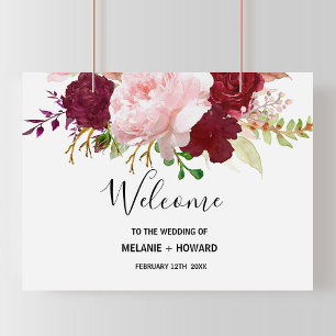 Poster Casamento de Boas-vindas Tropical Vermelha e Român