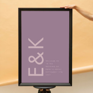 Poster Casamento de Bold Monograma Moderno em Lilac Roxo