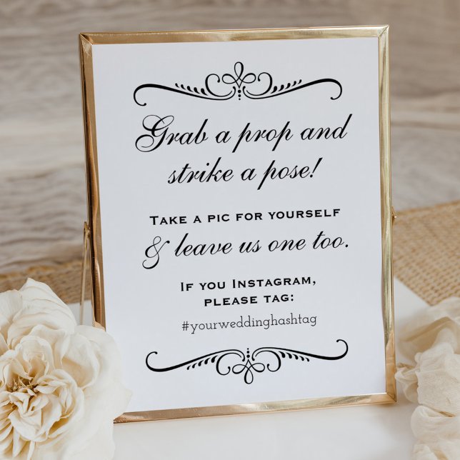 Poster Casamento de Cabine de Foto com Floral Antigo (Criador carregado)