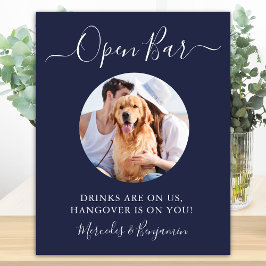 Poster Casamento de Cachorro Petisco Bar Aberto Azul-Mari