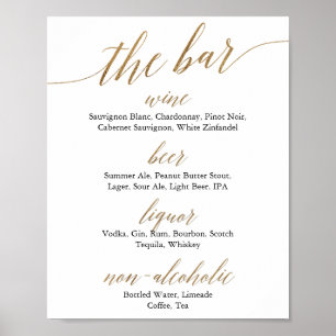 Poster Casamento de Caligrafia em Ouro e Preto The Bar