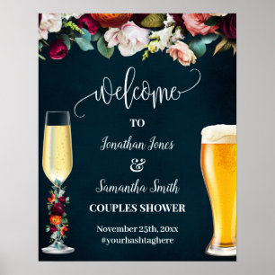 Poster Casamento de Casais com Vinho Azul Naval Bolhas e 