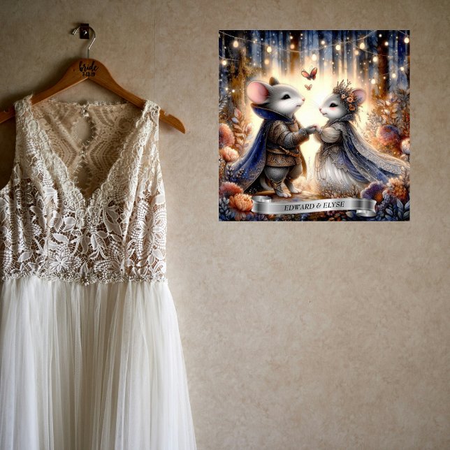 Poster Casamento de Casal de Ratos com Floresta Romântica (Criador carregado)