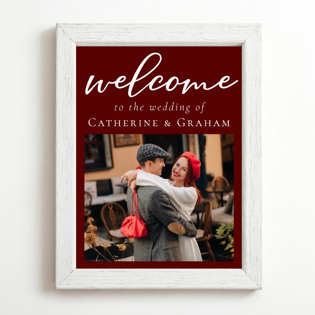 Poster Casamento de Casal Elegante Burgundy (Criador carregado)