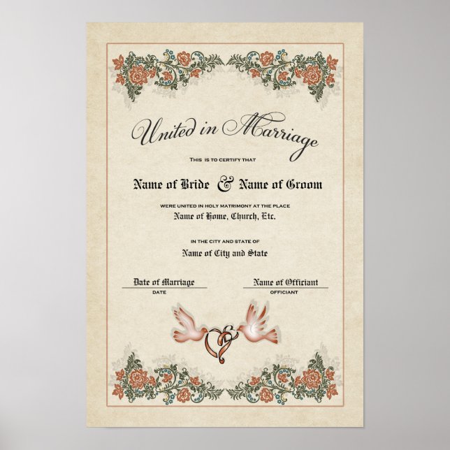 Poster Casamento de Certificado-(Guarda Ornamental) (Frente)