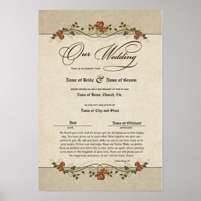 Poster Casamento de Certificado-(Guarda Ornamental) (Frente)