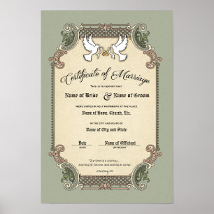 Pôster Casamento de Certificado-(Guarda Ornamental)