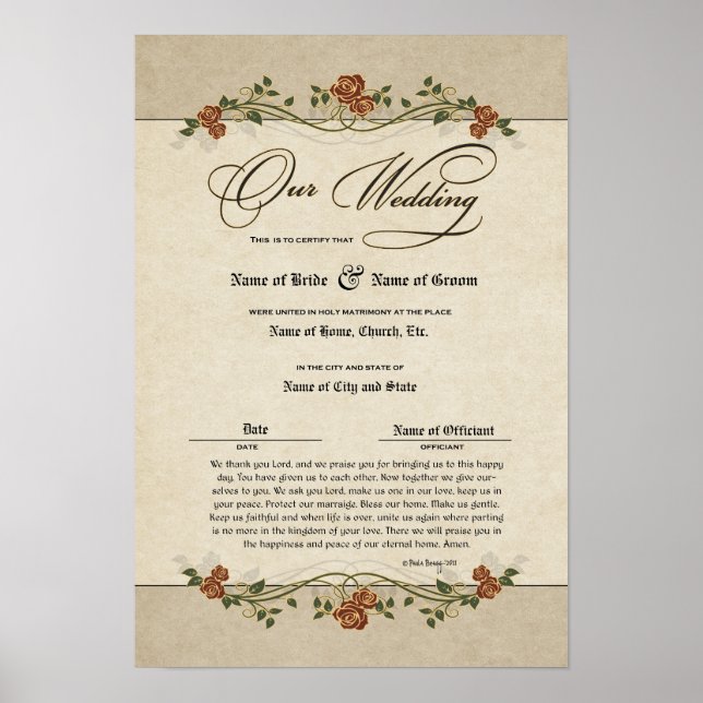 Poster Casamento de Certificado-(Guarda Ornamental) (Frente)