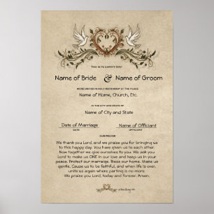 Pôster Casamento de Certificado-(Guarda Ornamental)