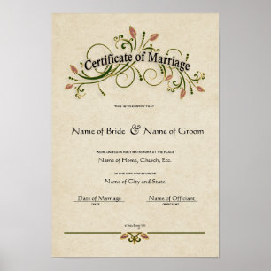 Pôster Casamento de Certificado-(Guarda Ornamental)
