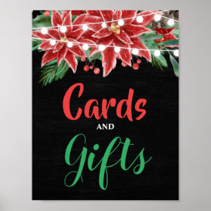 Poster Casamento de Chalkboard de Natal de Poinsettia Ver