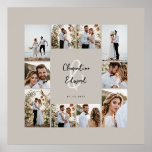 Poster Casamento de colagem mínima de fotos elegante