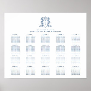 Poster Casamento de coroa azul branca 20 mesa