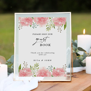 Poster Casamento De Cravagem Floral, Por Favor, Assine No