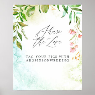 Poster Casamento de Cristal de Greenery de Watercolor