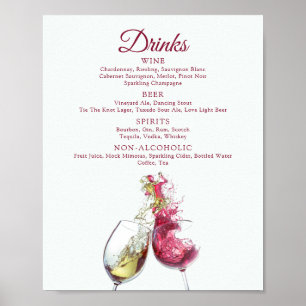 Poster Casamento de Dança de Vinho Branco e Vermelho Ele