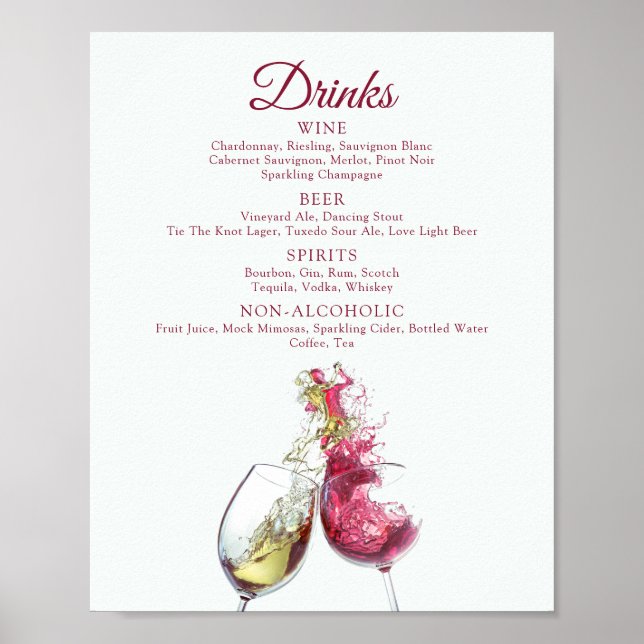 Poster Casamento de dança de vinho tinto e branco elegant (Frente)