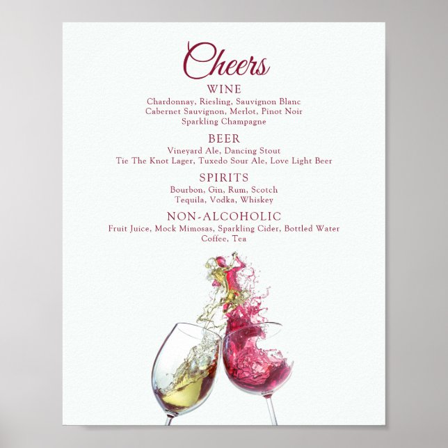 Poster Casamento de dança de vinho tinto e branco elegant (Frente)