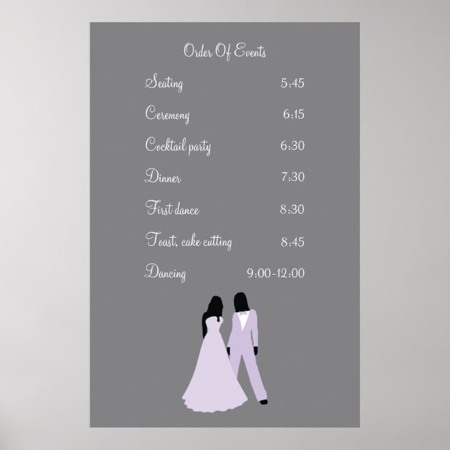 Poster Casamento de duas noivas (Lilac e Cinzas) (Frente)