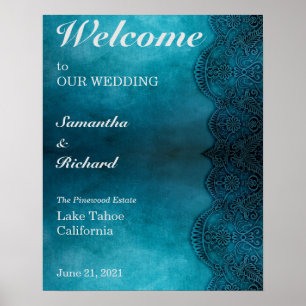 Poster Casamento de Elegância Azul Simples