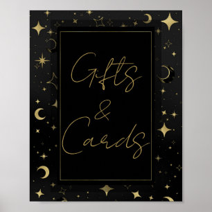 Poster Casamento de Estrelas da Lua Celestial Preto e Dou