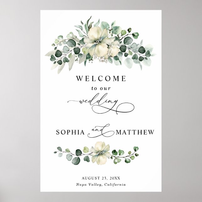 Poster Casamento de Eucalipto Verdejante (Frente)