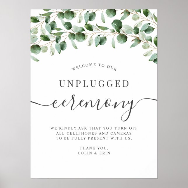 Poster Casamento de Eucalyptus com Cerimônia Verde desplu (Frente)
