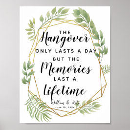 Poster Casamento de festas de ressaca botânica com folhag