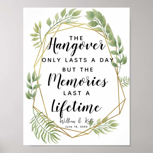 Poster Casamento de festas de ressaca botânica com folhag (Frente)