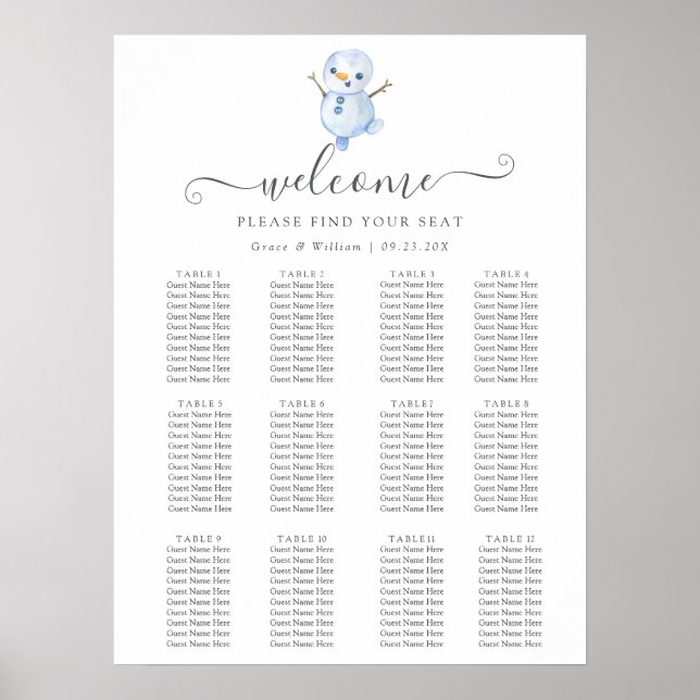 Poster Casamento de flocos de neve da Wonderland Winter (Frente)