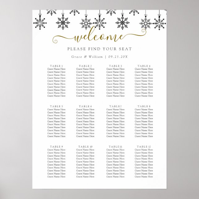 Poster Casamento de flocos de neve da Wonderland Winter (Frente)