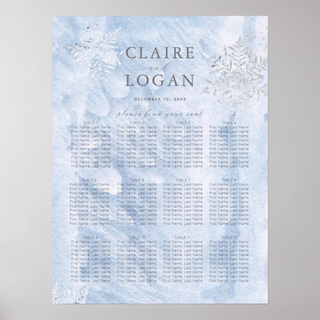 Poster Casamento de Flocos de Neve de Inverno Congelado (Frente)