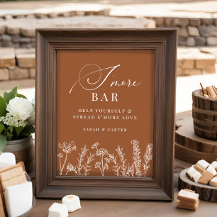 Poster Casamento de flor silvestre queimada de Bar