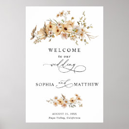 Poster Casamento de Flores Silvestres Bege