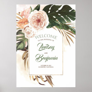 Poster Casamento de Folha de Palma Seca Tropical