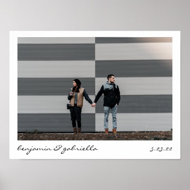 Poster Casamento de Foto com Letreiro de Roteiro Moderno  (Frente)