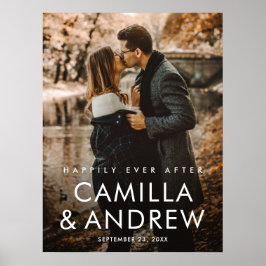 Poster Casamento de Foto Tipográfico Simples
