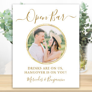 Poster Casamento de Fotografias Douradas Personalizadas d