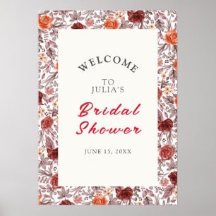 Poster Casamento de Grass de Pampas Florais Boho Rosa