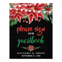 Casamento de Guestbook de Natal de Poinsettia Chal