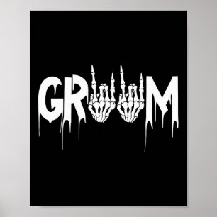 Poster Casamento de Halloween Noiva Groom Skeleton até a