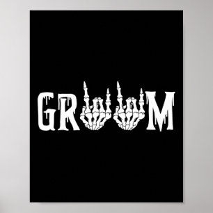 Poster Casamento de Halloween Noiva Groom Skeleton até a