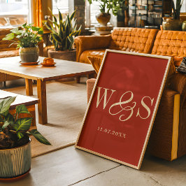 Poster Casamento de iniciais rústicas de casal