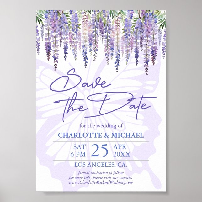 Poster Casamento de Jardim Botânico de Wisteria Salvar a  (Frente)